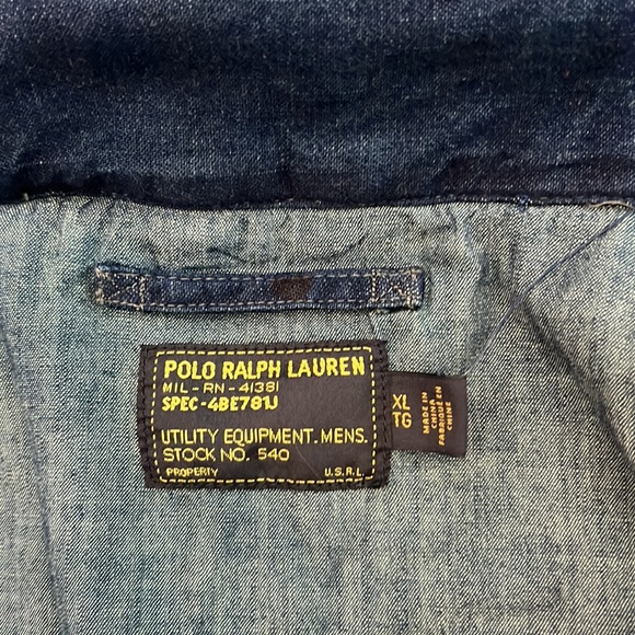 Polo Ralph Lauren Men’s USA Flag Military Patch Denim Field Jacket Size XL - Picture 15 of 16